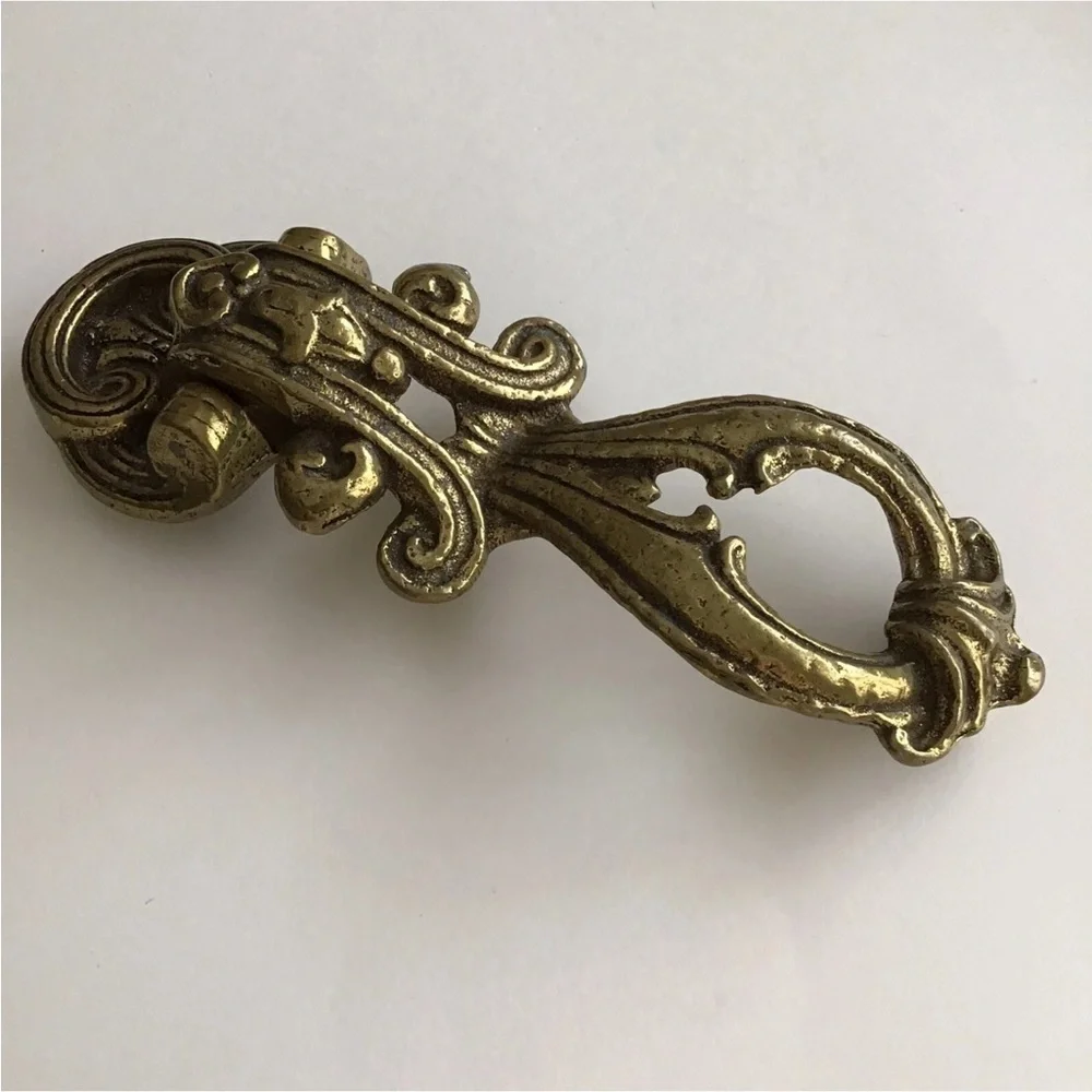 Brass Door Knocker 8 1/2” Byzantine Style Burnished Scroll Ornate Heavy Vintage - Picture 9 of 12